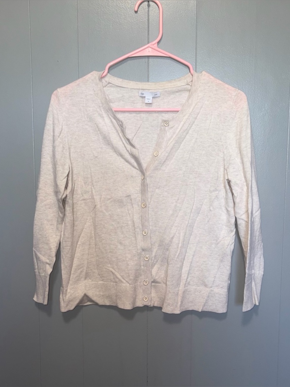 Gap Cream Lighweight Button Up 3/4 Sleeve Cardigan Medium